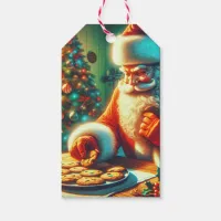 Vintage Christmas Santa Eating Cookies Gift Tags