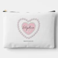 Preppy Modern Pearl Heart Bridal Shower Favor Gift Accessory Pouch