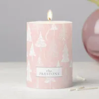 Pink White Christmas Pattern#6 ID1009 Pillar Candle