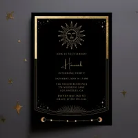 Tarot Card Black Gold Mystical Birthday Invitation