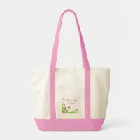 Pink and Green Nostalgic Floral Tote Bag