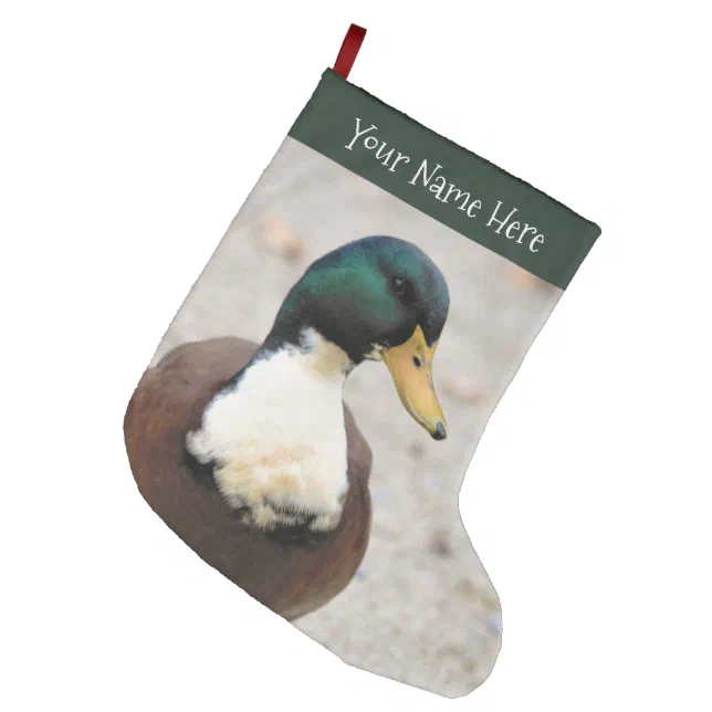 Funny Domestic Mallard Duclair Bibbed Odd Duck Large Christmas Stocking