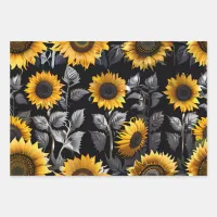 Wedding Gift Silver & Gold Sunflower Wrapping Paper Sheets