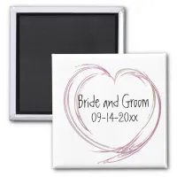 Pink Abstract Heart Wedding Magnet