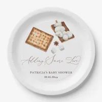 Adding S'more Love Gender Neutral Baby Shower Paper Plates