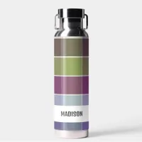 Trendy Modern Personalized Plaid Water Bottle