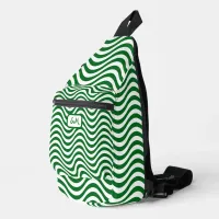 Monogram Green & White Wavy Stripes Psychedelic Sling Bag