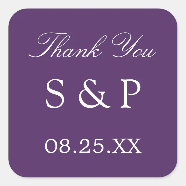 Dark Purple Wedding Favor Thank You Sticker