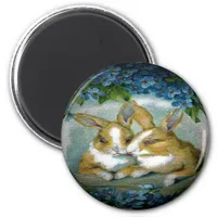 Vintage Easter Bunnies Textured Image, ZSSG Magnet