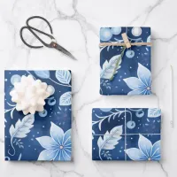 Winter Wonderland: Blue and White Christmas Tree Wrapping Paper Sheets