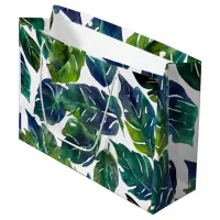 Green and Blue Foliage Philodendron Botanical   Large Gift Bag