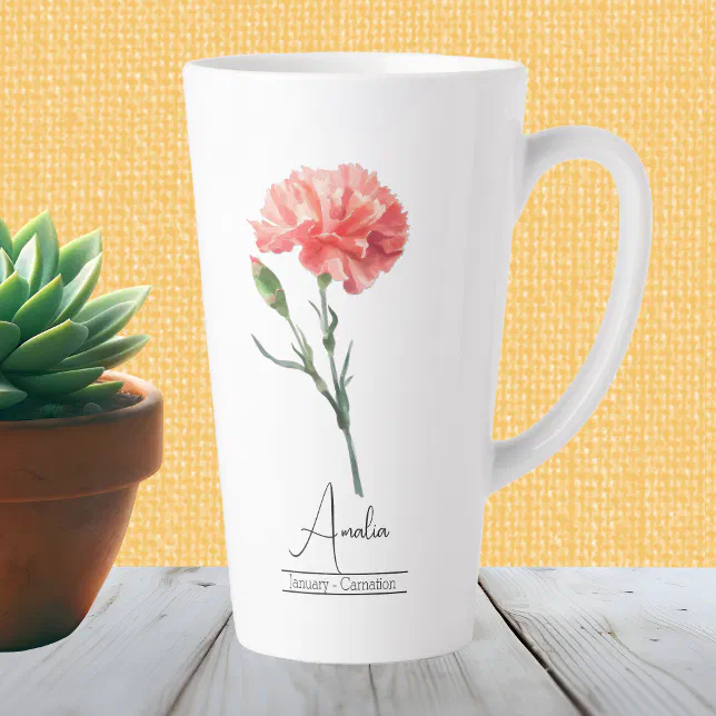 Birth Month Flower January Carnation Latte Mug