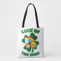 Lucky Irish Cute Shamrock Cartoon Tote Bag