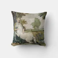 Virgin & Unicorn by Domenichino CIrca 1604 – 1605 Throw Pillow