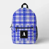 ... Dark Blue Monogram Printed Backpack