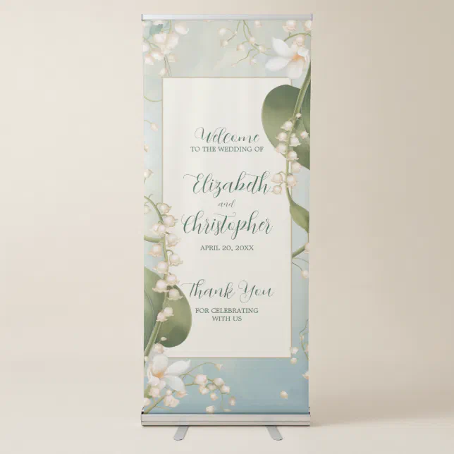 Elegant Lily of the Valley Floral Scenery Wedding Retractable Banner