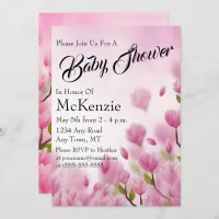 Pink Flower Buds Floral Baby Shower Invitation