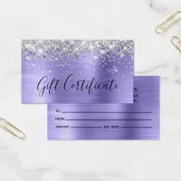 Silver Glitter Periwinkle Foil Gift Certificate