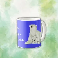 Polar bear mom with her cub | coffee mug