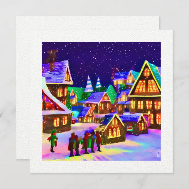 Village lit in winter