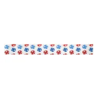 Christmas blue and red ornaments with snowflakes  satin ribbon