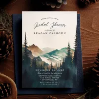 Watercolor Mountains Pine Forest Bridal Shower Invitation