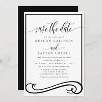 Elegant Black and White Calligraphy Save the Date