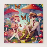 Whimsical Romantic Anime Couple  Jigsaw Puzzle