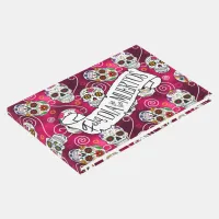 Sugar Skulls and Swirls Rose Red ID725 Guest Book