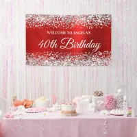 Silver Glitter Red Foil 40th Birthday Welcome Banner