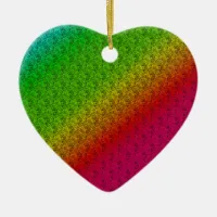 Floral Green Red Rainbow Gradient Diagonal Blend Ceramic Ornament