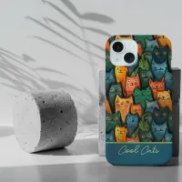 Cool Cats Watercolor Colorful iPhone 15 Case