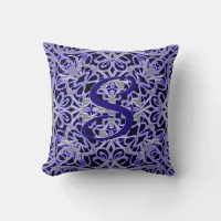 Purple and Silver Lace Pattern Throw Pillow