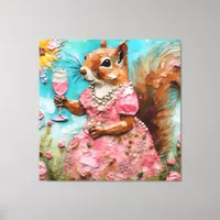 Squirrel in a Pink Dress Canvas Print