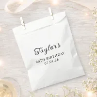 Curly Script 40th Birthday Favor Bag