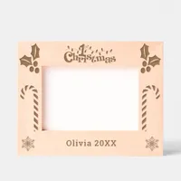 First Christmas Holly, Candy Canes, Show Name 7x5 Etched Frames