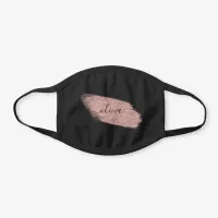 Rose Gold Glitter Swatch Name Monogram Black Cotton Face Mask