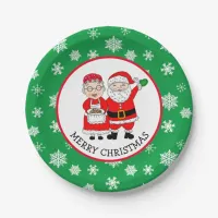 Mr and Mrs Claus, Santa Merry Christmas   Paper Plates