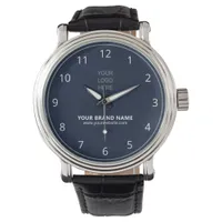 Stylish Navy Blue Theme Custom Logo Branded Wrist Watch