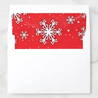 Christmas Winter White Snowflakes On Red  Envelope Liner