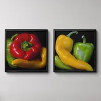 Red Yellow and Green Peppers Close Up Peel And Stick Photo Tile