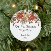 Our First Christmas Together Names Date Ceramic Ornament