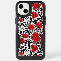 Pretty Floral Pattern in Red, Black and White OtterBox iPhone 14 Plus Case