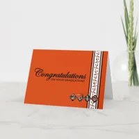 2019 Orange & Black Graduation Congratulations Card