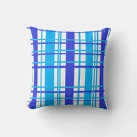 Blue and White Plaid Throw Pillow