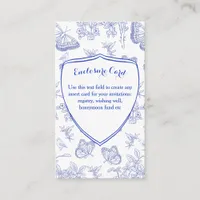 Vintage Victorian Elegant Crest Blue Toile Wedding Enclosure Card