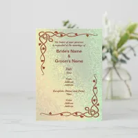 Autumn Shades of Green and Yellow Abstract Wedding Invitation