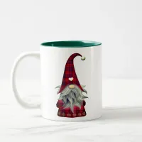 Holiday Gnome Red & Black Buffalo Plaid Two-Tone Coffee Mug