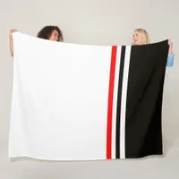 Trendy Modern Red Black and white Striped Fleece Blanket