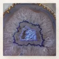 Blue Marble Agate Geode Faux Stone Coaster